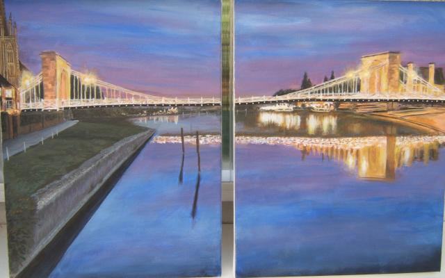 Marlow Bridge Dawn (Acrylic pair 2007)